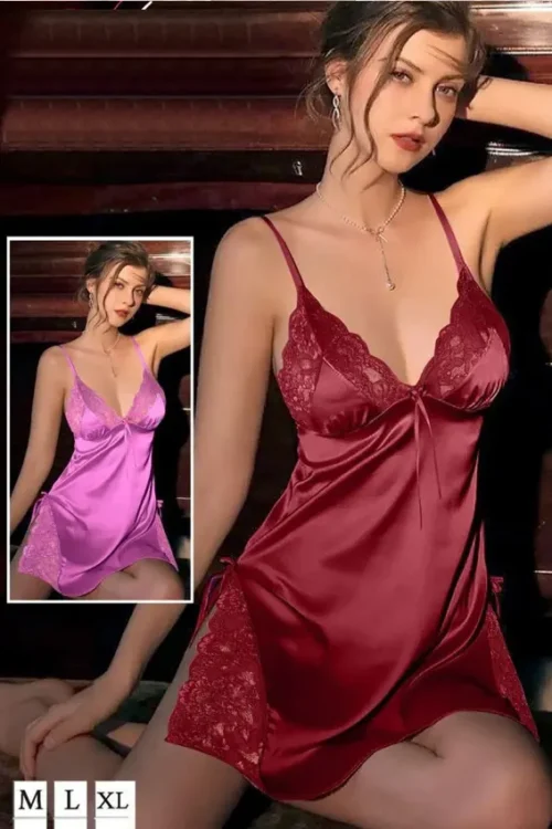 simple solid satin lingerie