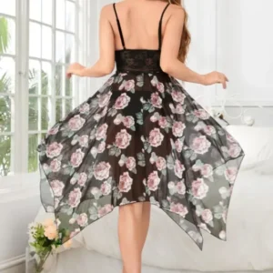 black floral toll lingerie