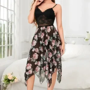 black floral toll lingerie