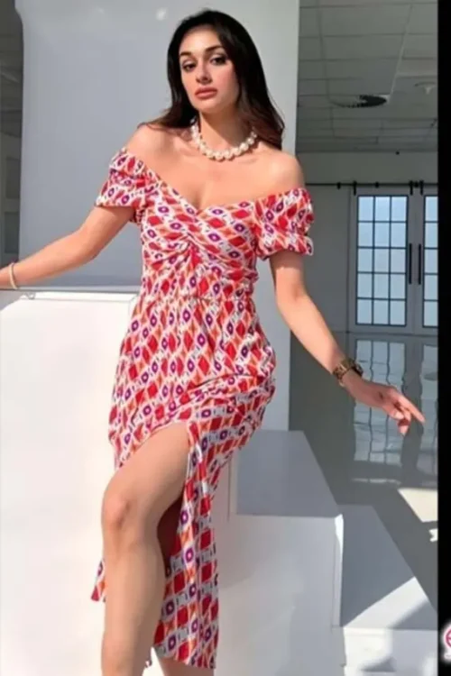 red mini dress