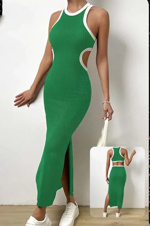 green maxi dress