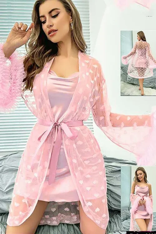 satin lingerie with robe