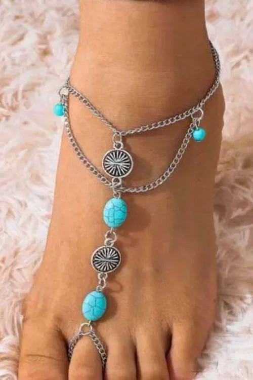 blue stone decor mittens anklet