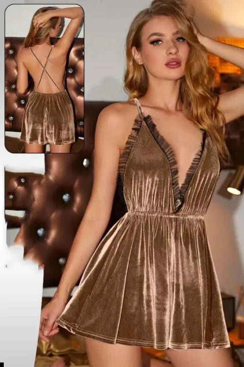simple velvet dress - Image 2