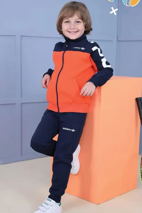 adidas print orange boys pj set