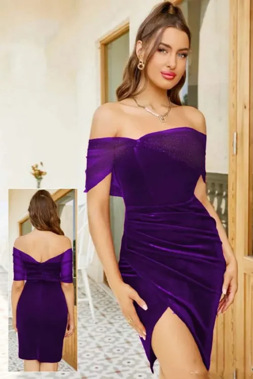 elegant purple velvet dress