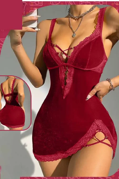 sexy red velvet lingerie