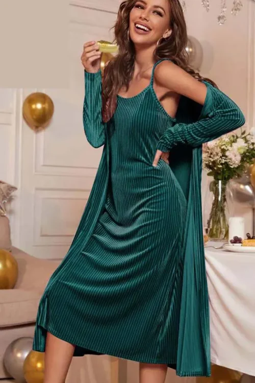 velvet lingerie with robe - Image 4