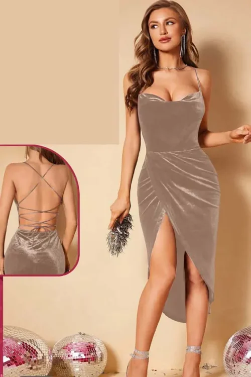 red velevt dress