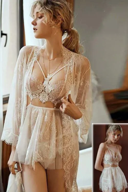 dantil babydoll with robe