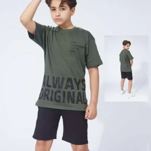 original graphic letter print teen boys pj set