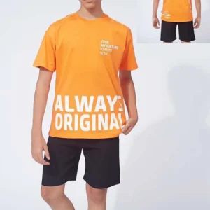 original graphic letter print teen boys pj set