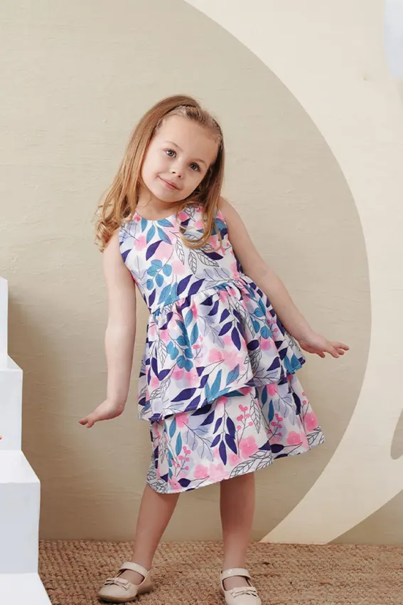 flori print girls dress - Adam Store image.
