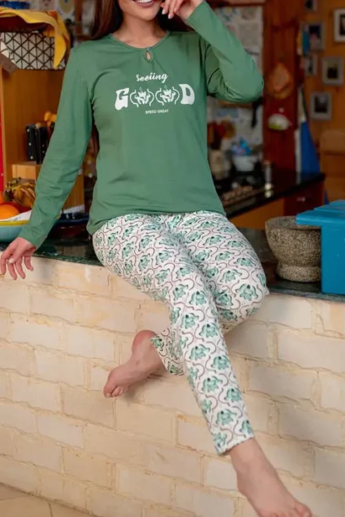 green pj set (100% cotton)