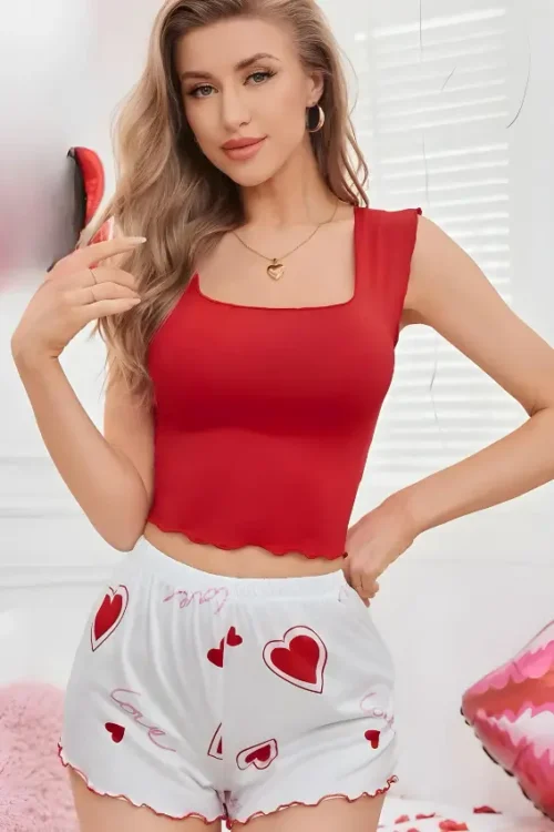 Heart Shorts Red Top