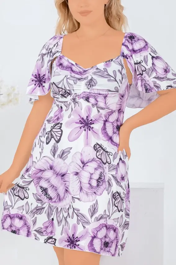 Purple Floral Dress - Adam Store
