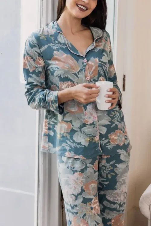 Floral Long Sleeve Button Up PJ - Image 2