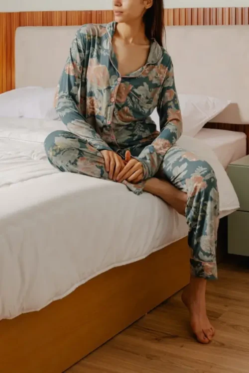 Floral Long Sleeve Button Up PJ