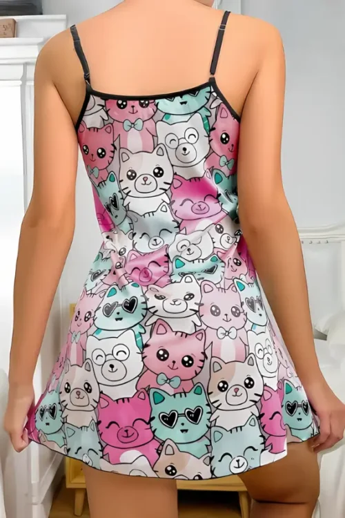 Colorful Teddy Bear Print Nightgown - Image 2