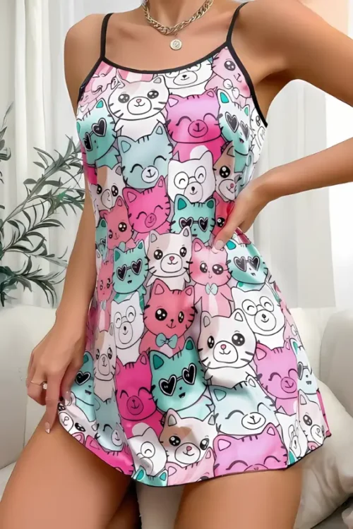 Colorful Teddy Bear Print Nightgown