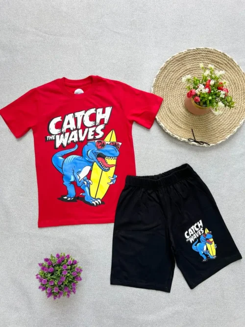 29448-red Surfing Dinosaur Boys Set