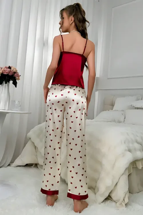 Cut Top & Heart Printed Pants PJ Set - Image 3