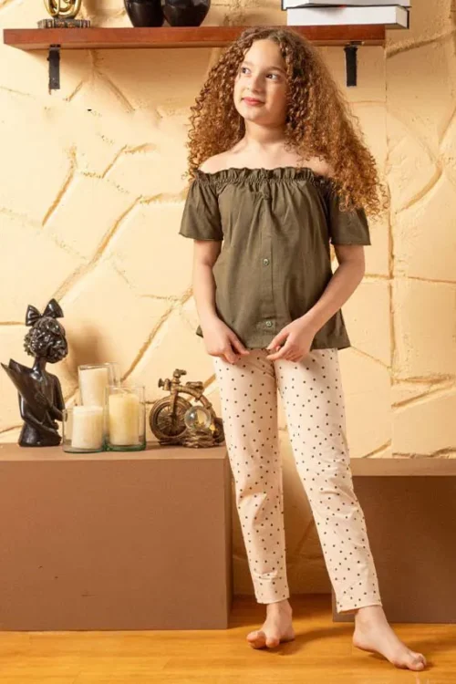 off shoulder girls cotton pj - Image 3