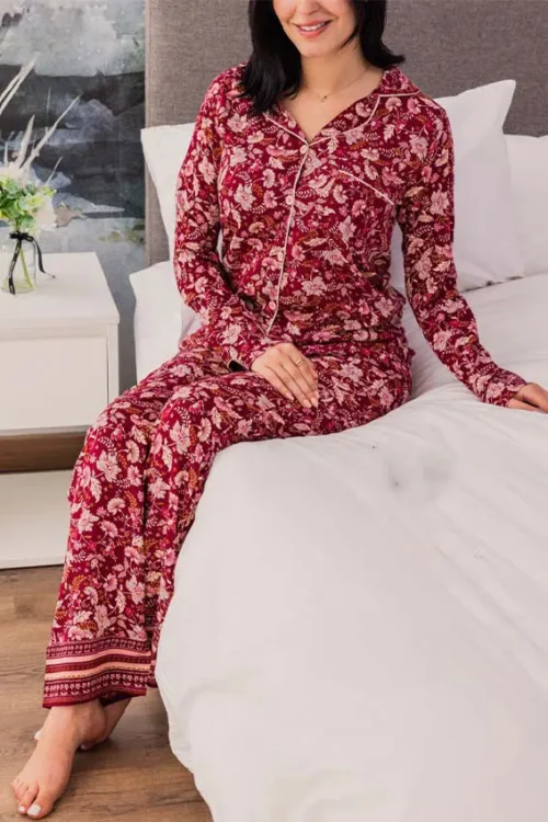 floral cotton pj set(100% cotton)