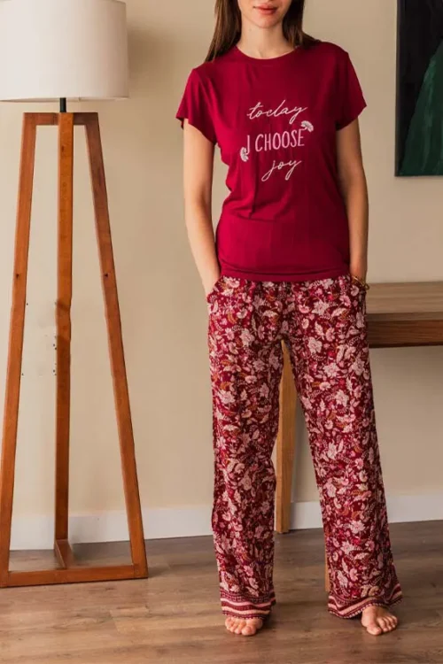 cute darkred cotton pj(100% cotton)
