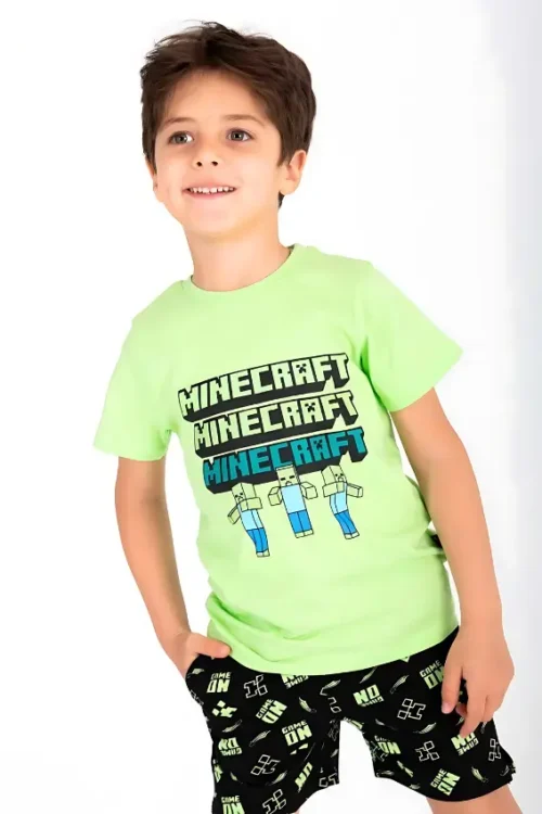 Minecraft Print Short Sleeve Shirt & Shorts Boys Set