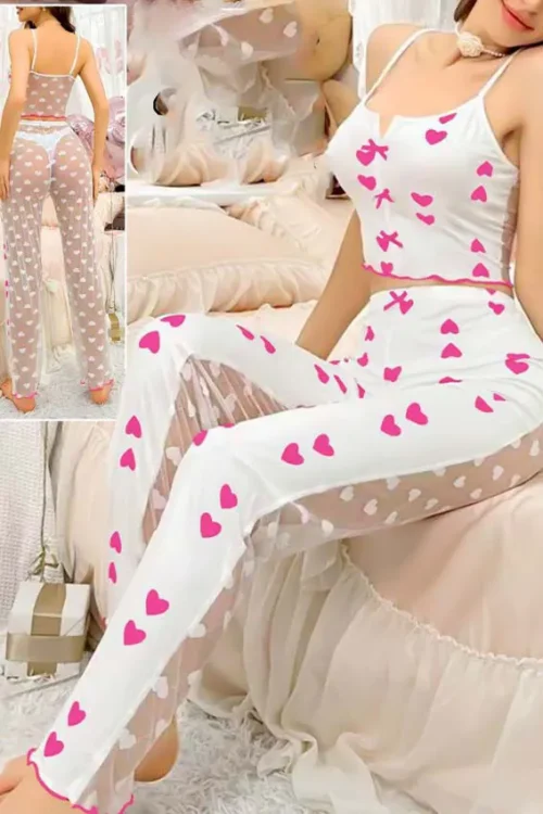 heart print pj set