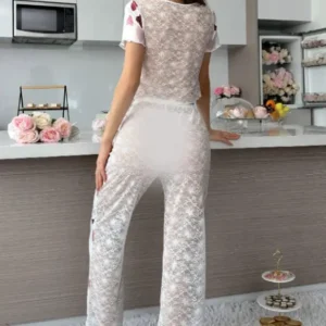heart print white pj