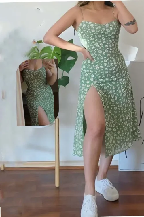 green floral lingerie