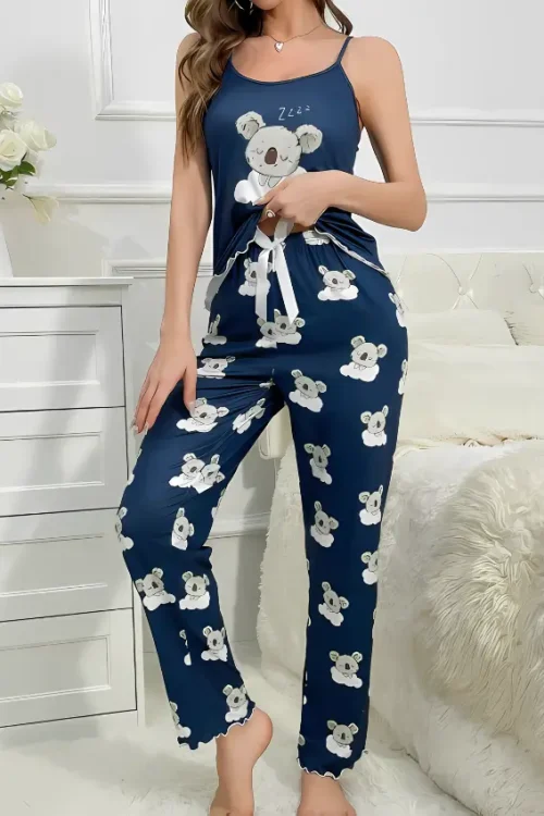 Koala Print Cut Top & Pants PJ Set - Image 3