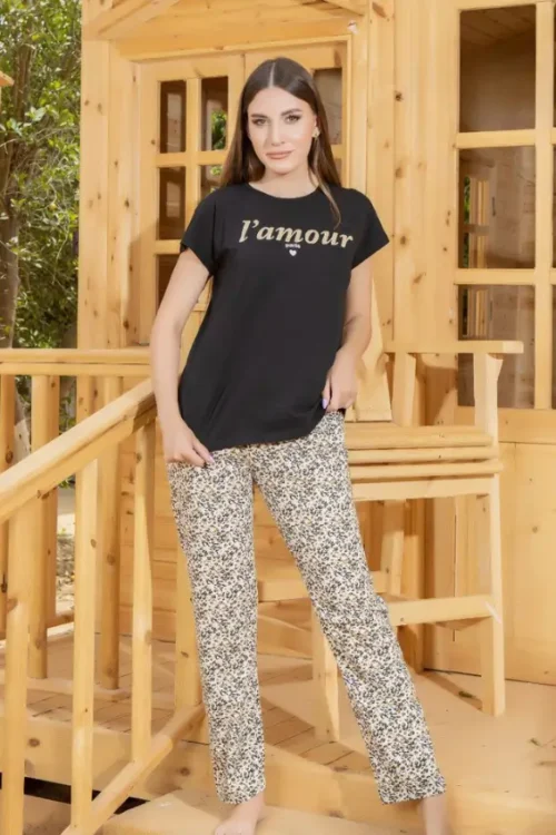 Short Sleeve Shirt & Floral Pants PJ Set