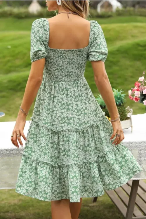 Floral Print Square Neck Dress - Image 3