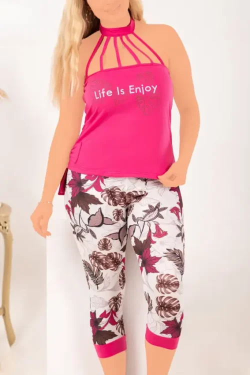 Sleeveless Top & Floral Capri Pants PJ Set