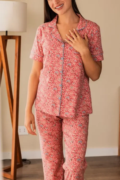 Floral Short Sleeve Button Up PJ