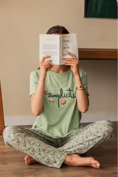 Short Sleeve Shirt & Floral Pants PJ Set - Image 3