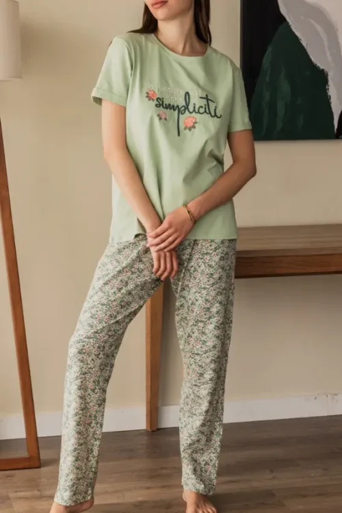 Short Sleeve Shirt & Floral Pants PJ Set