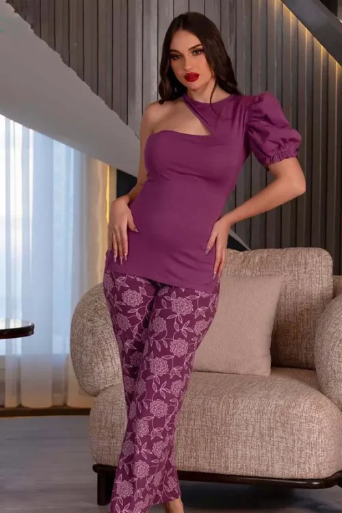 purple pj set (100% cotton)