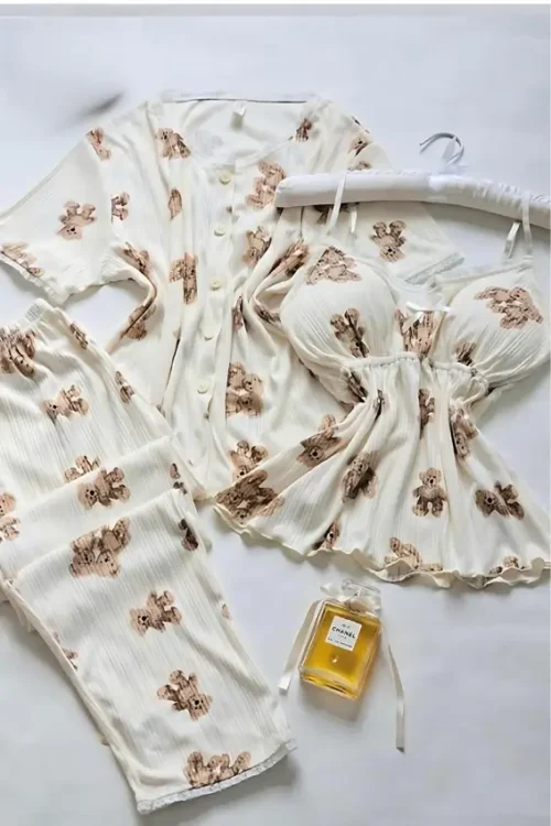 Teddy Bear Print PJ Set (3 Pc)