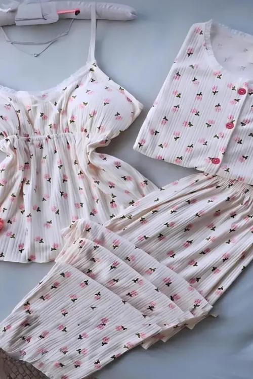 Flower Print PJ Set (3 Pc)