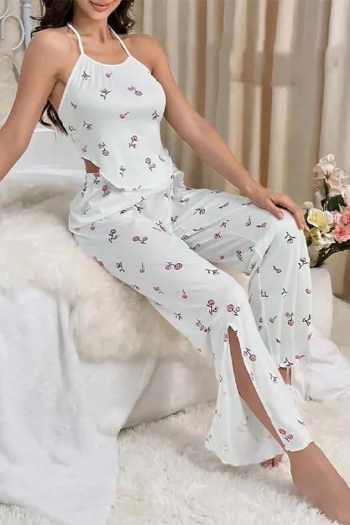 white floral pj set