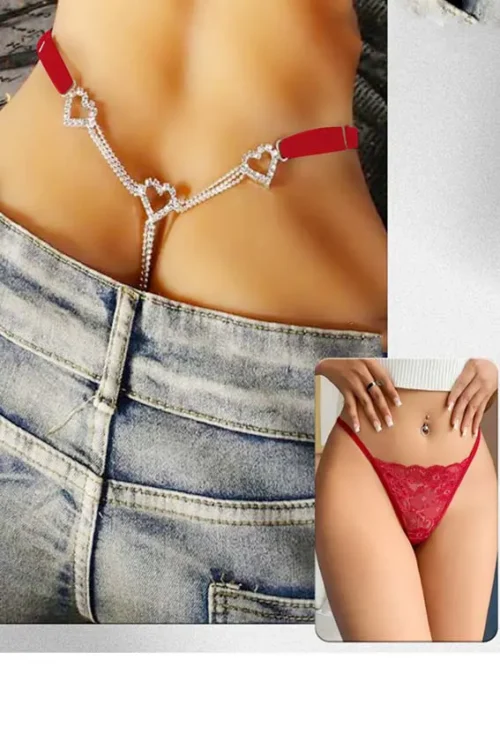 dantil panty with heart