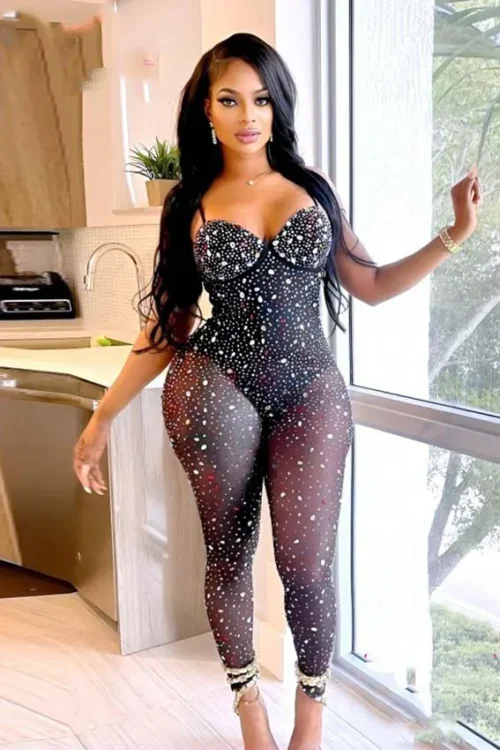 very sexy jumpsuit strass