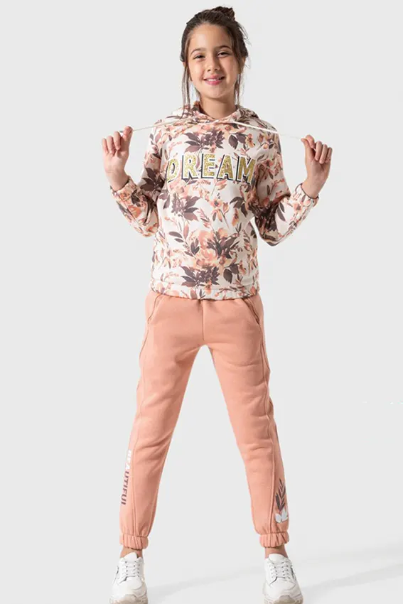 Floral Hoodie with Navy Pants