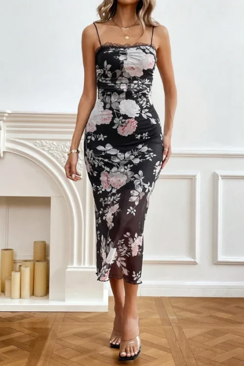 Floral Spaghetti Strap Sleeveless Dress - Image 9