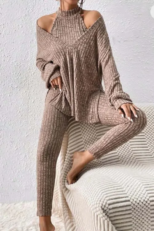 Ribbed Long Sleeve Pant Set