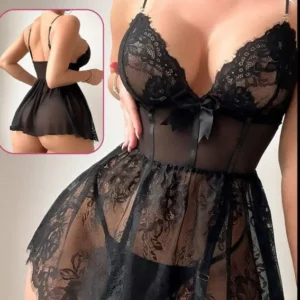 Elegant Lace Sheer Nightwear Dress